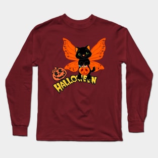 Cute Halloween Cat Long Sleeve T-Shirt